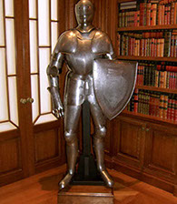 Dress Armor, Shield, and stand, restored for the library