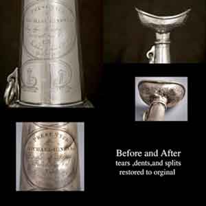 Before and After repair of Fire Trumpet